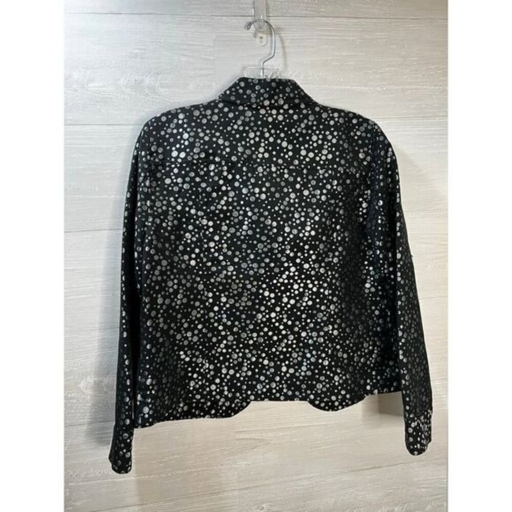 Ruby Rd Black Silver Button Down Long Sleeve Medi… - image 2